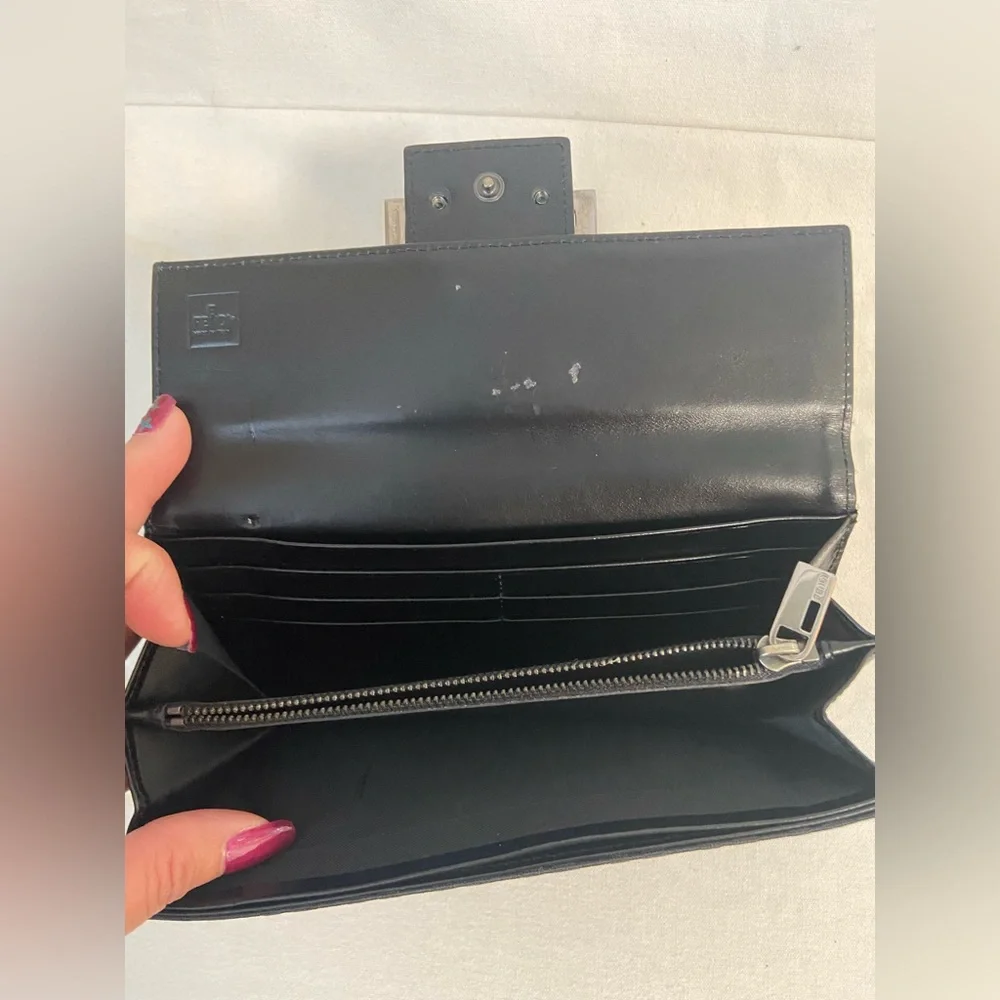 Authentic FENDI Zucchino Print Canvas Leather Black Long Wallet 8M0021 - Picture 9 of 16